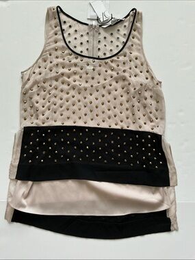 NWT Diane Von Furstenberg Abrielle Studded Scoop Sleeveless Top Size 6